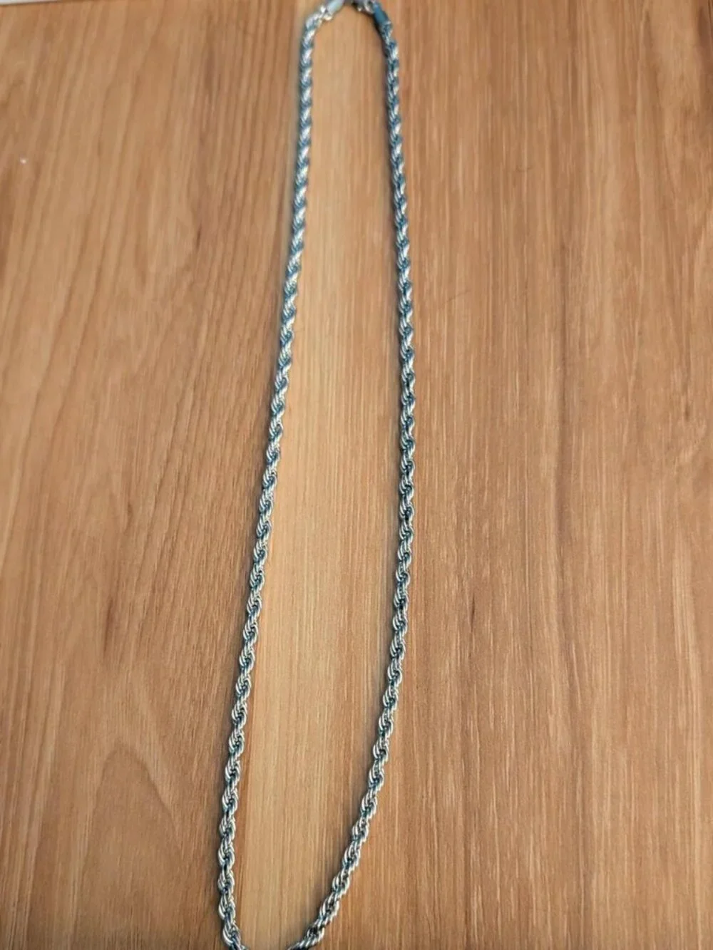 Silver finish rope chain necklace